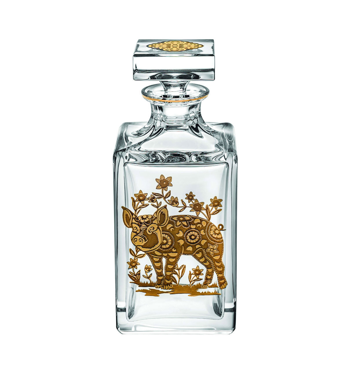 Vista Alegre Golden Pig Whisky Decanter With Gold 48002820