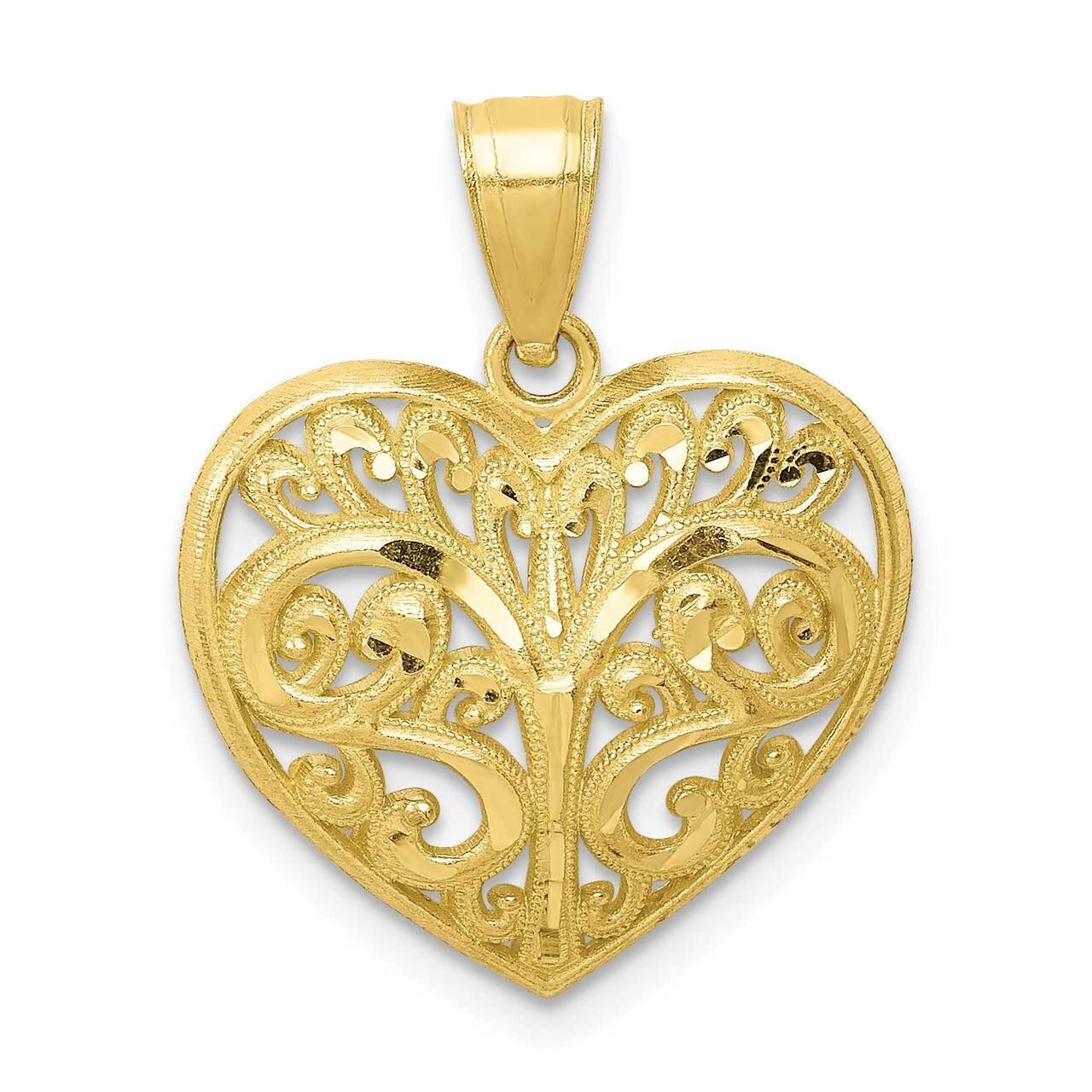 Diamond-cut Filigree Heart Charm 10k Gold 10C1349, MPN: 10C1349, 883957938790