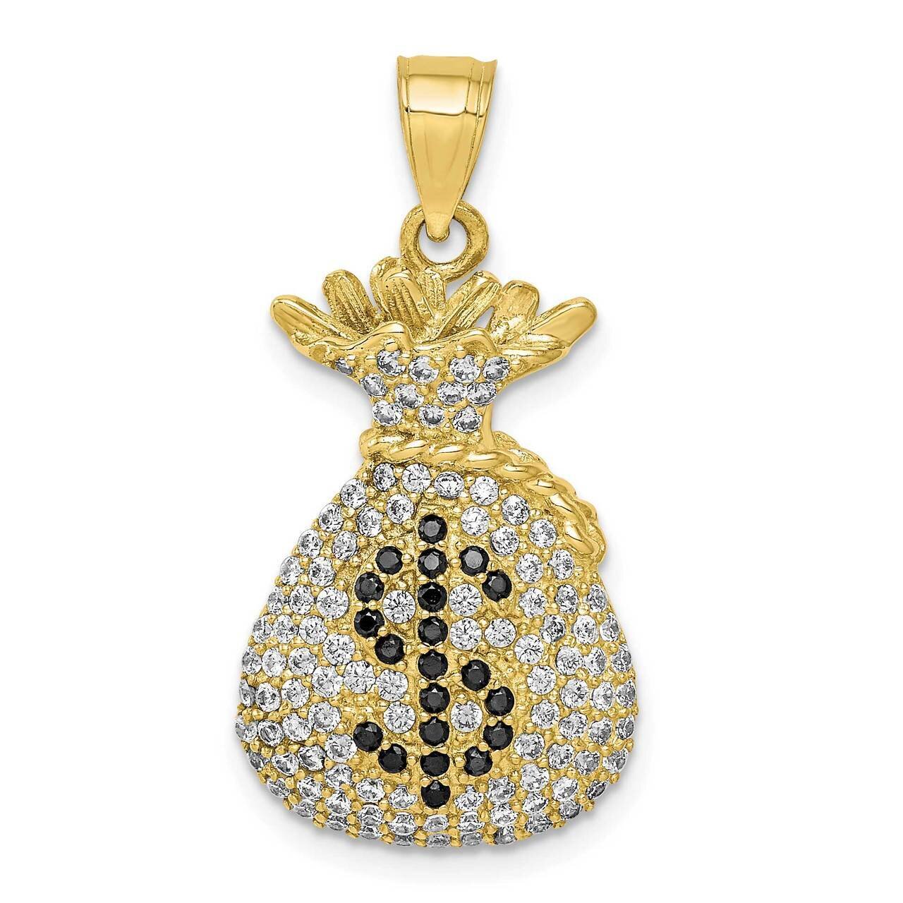 Black &amp; Clear CZ Diamond Micropave Money Bag Pendant 10k Gold 10C1363, MPN: 10C1363, 883957847375