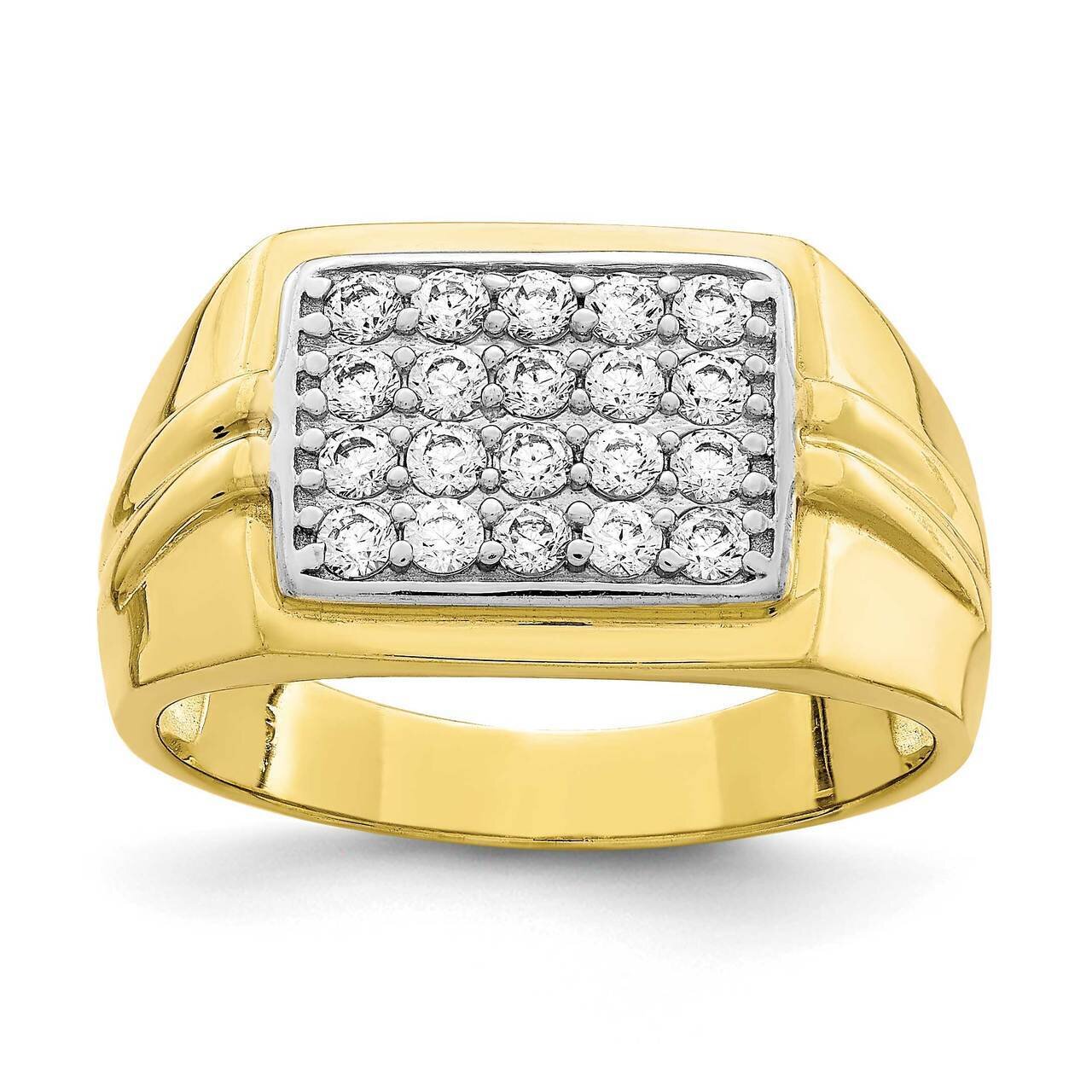 Mens Ring 10k Gold with Rhodium CZ Diamond 10C1418