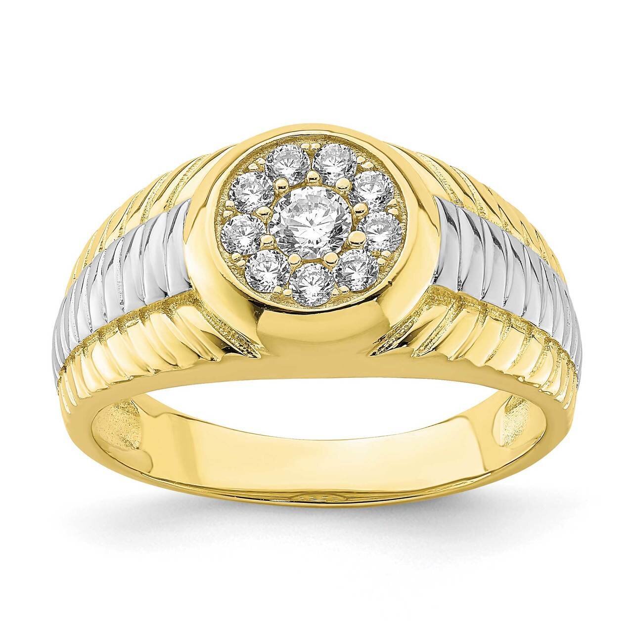 Mens Ring 10k Gold with Rhodium CZ Diamond 10C1419, MPN: 10C1419, 883957781761