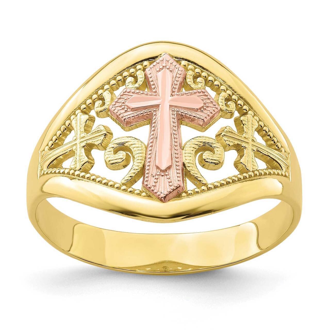 Cross Ring 10k Two-tone Gold 10C1426