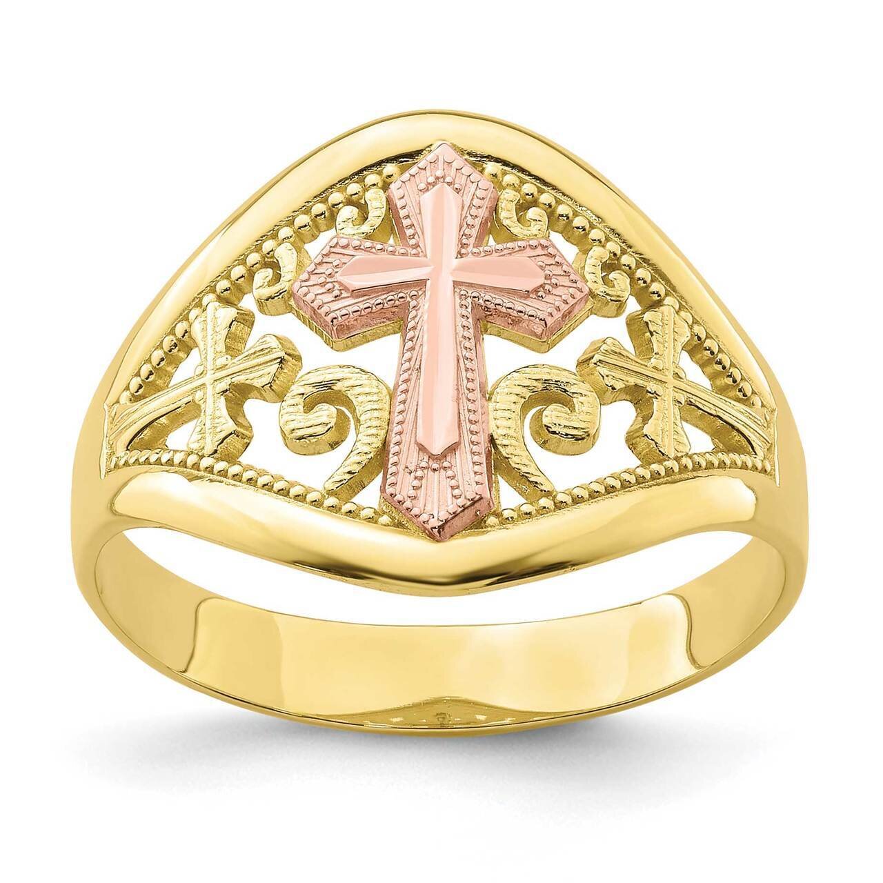 Cross Ring 10k Two-tone Gold 10C1426, MPN: 10C1426, 883957329338