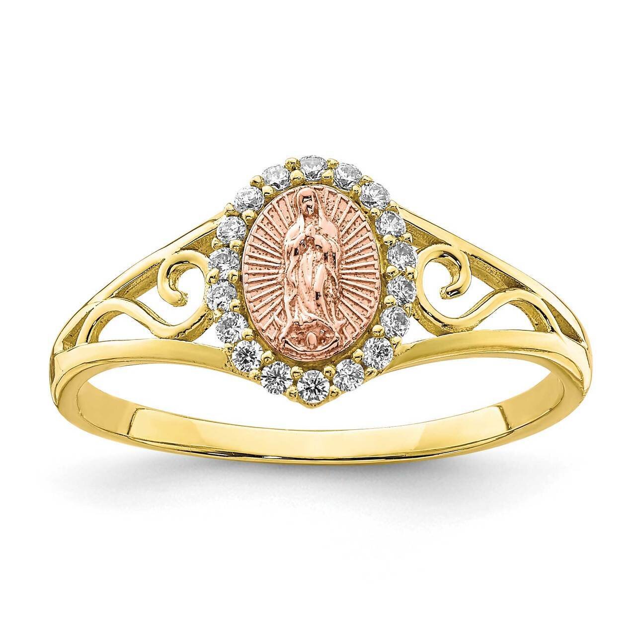 Guadalupe Ring 10k Two-tone Gold CZ Diamond 10C1428