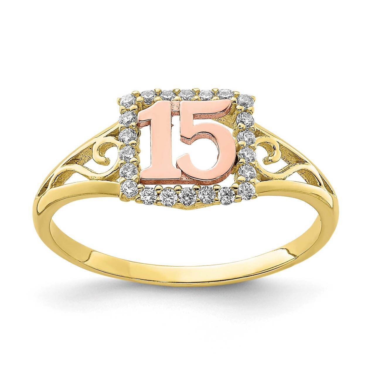 15 Ring 10k Two-tone Gold CZ Diamond 10C1429 Size 8, MPN: 10C1429, 883957781785