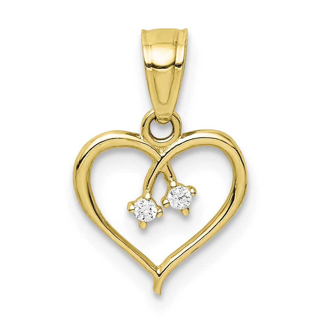 Heart Pendant 10k Gold CZ Diamond 10C1435