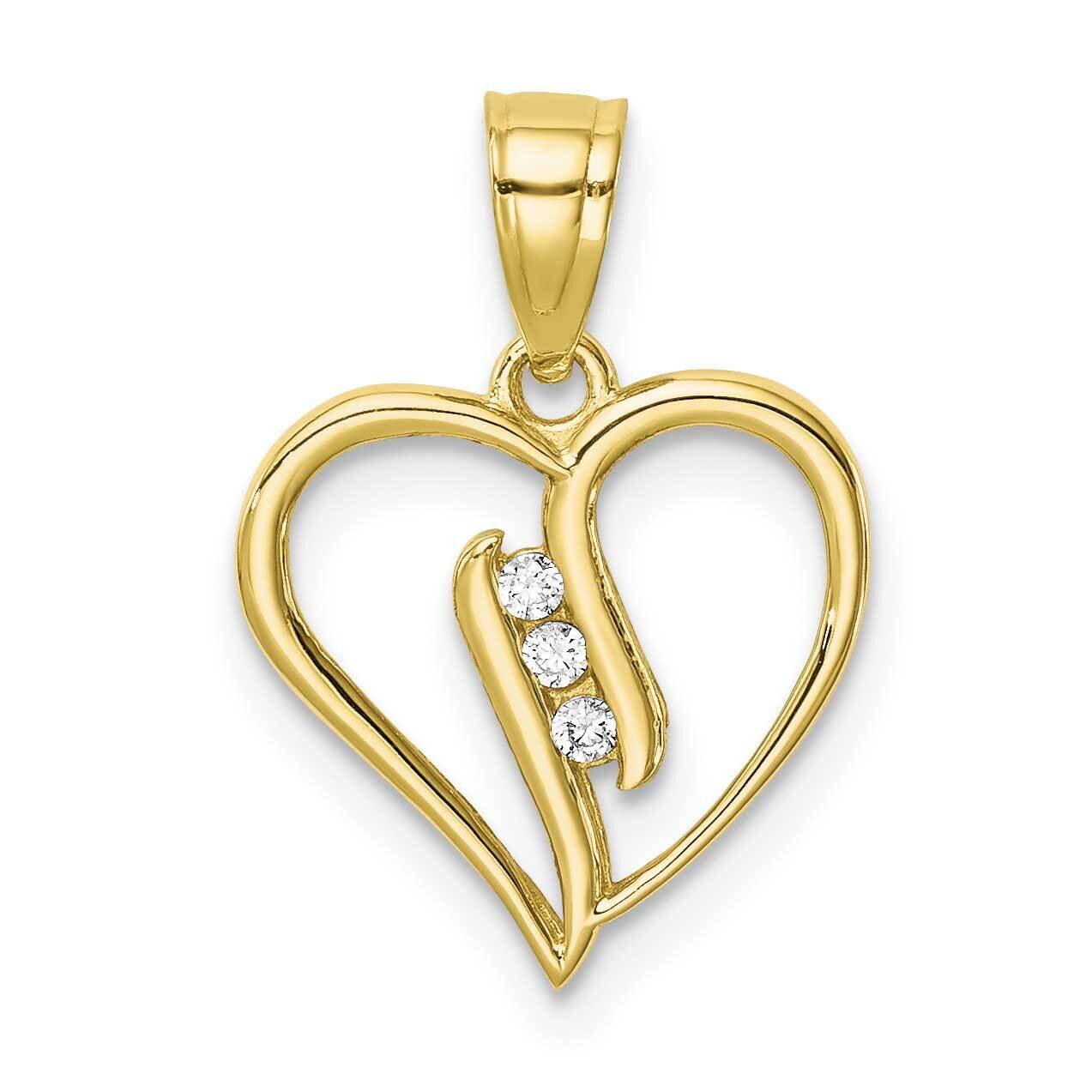 Heart Pendant 10k Gold CZ Diamond 10C1437