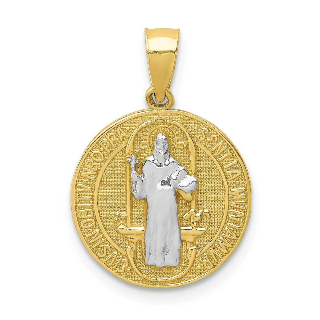 San Beito Medal Pendant 10k Gold with Rhodium 10C1451, MPN: 10C1451,