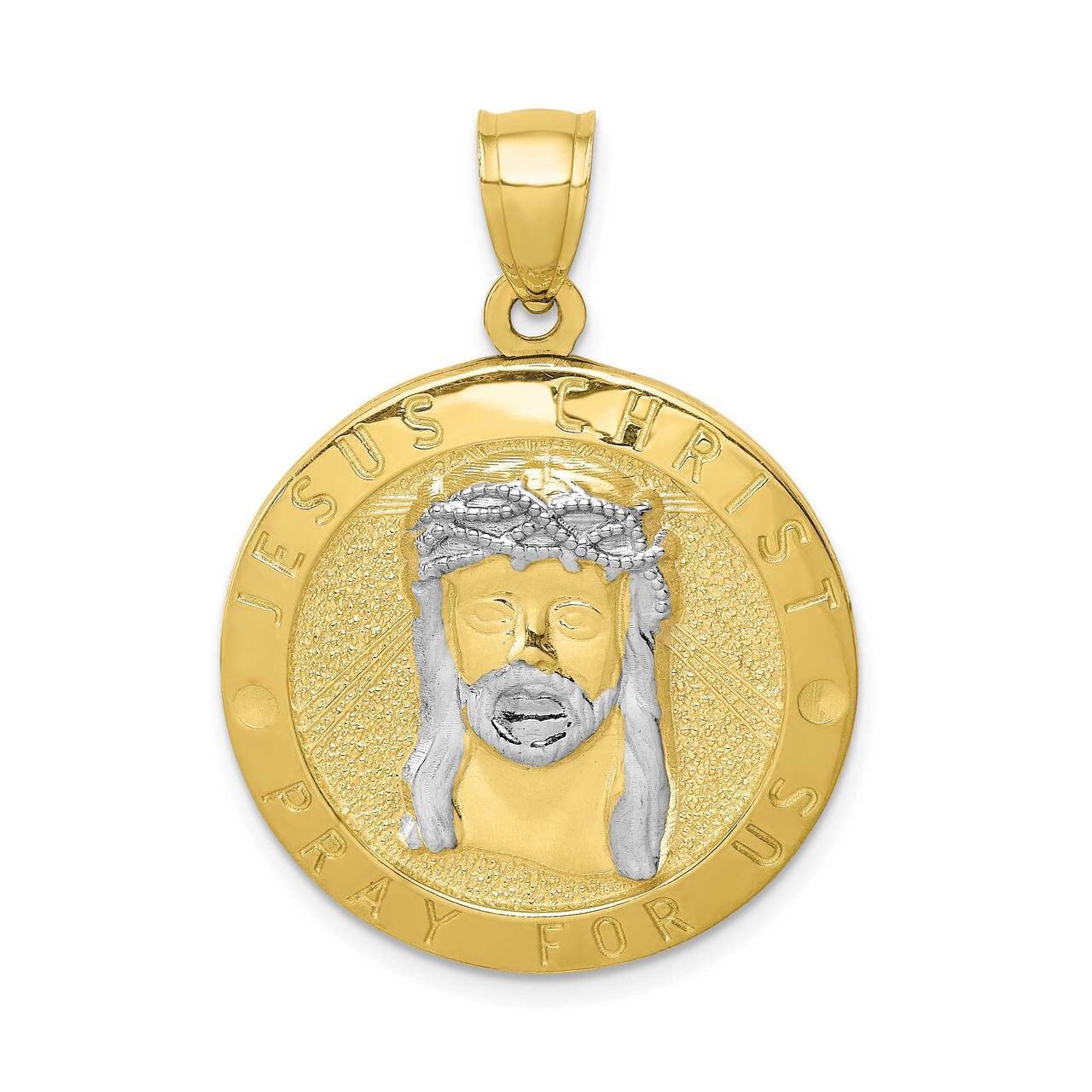 Reversible Jesus and Angel Medal 10k Gold with Rhodium 10C1461