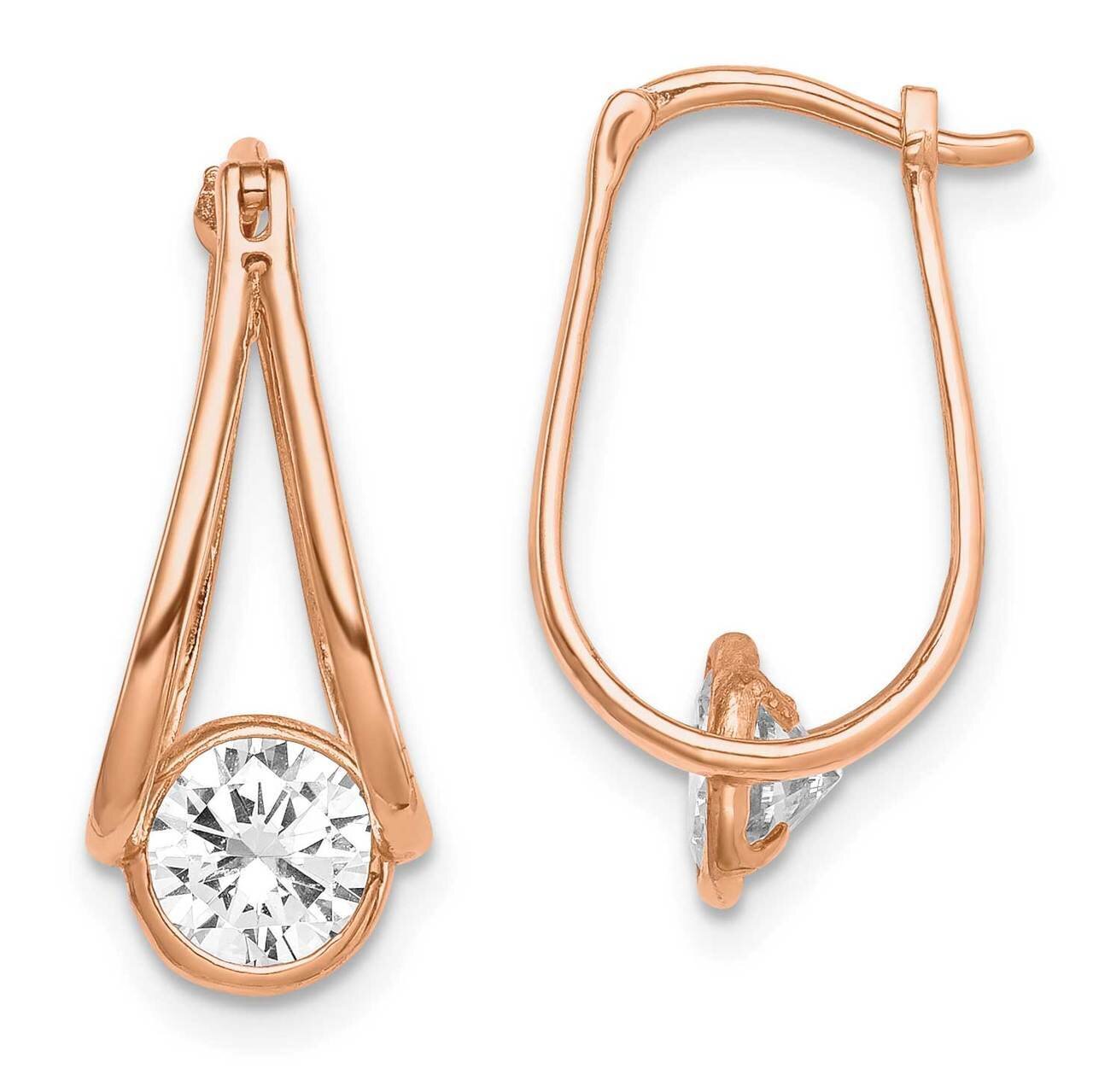 Rose Gold Polished CZ Diamond Hoop Earrings 10k Gold 10ER320, MPN: 10ER320, 883957733487