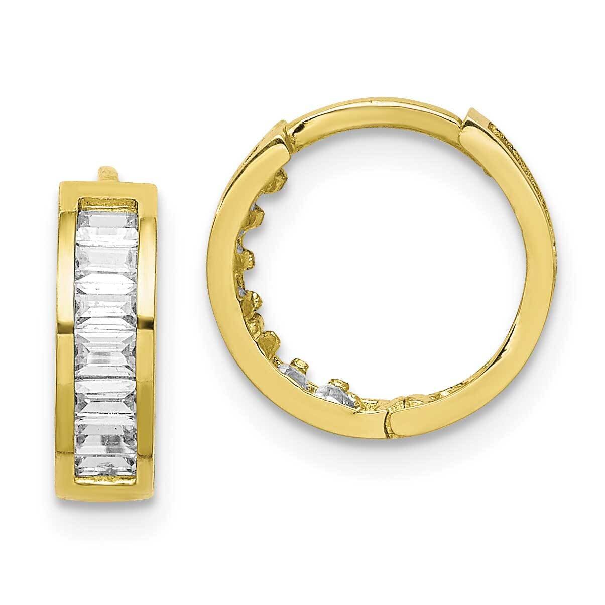 Hinged Hoop Earrings 10k Gold CZ Diamond 10ER330