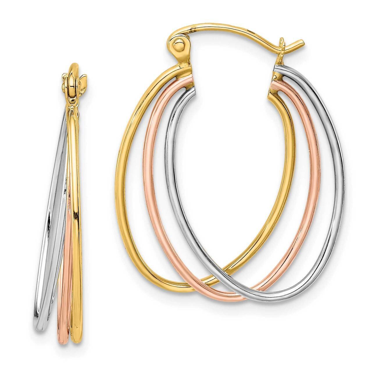Tri-color Polished Triple Hoop Earrings 10k Gold 10TC411, MPN: 10TC411, 886774036236
