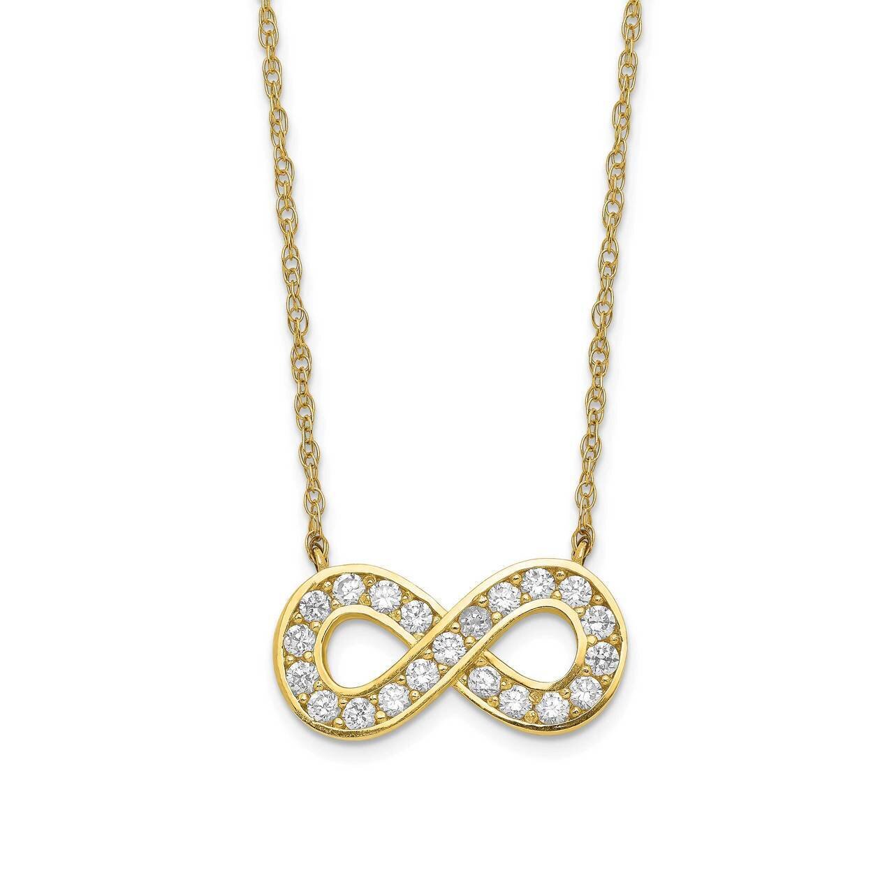 18 Inch Polished CZ Diamond Infinity Necklace 10k Gold 10YC398, MPN: 10YC398, 883957846972