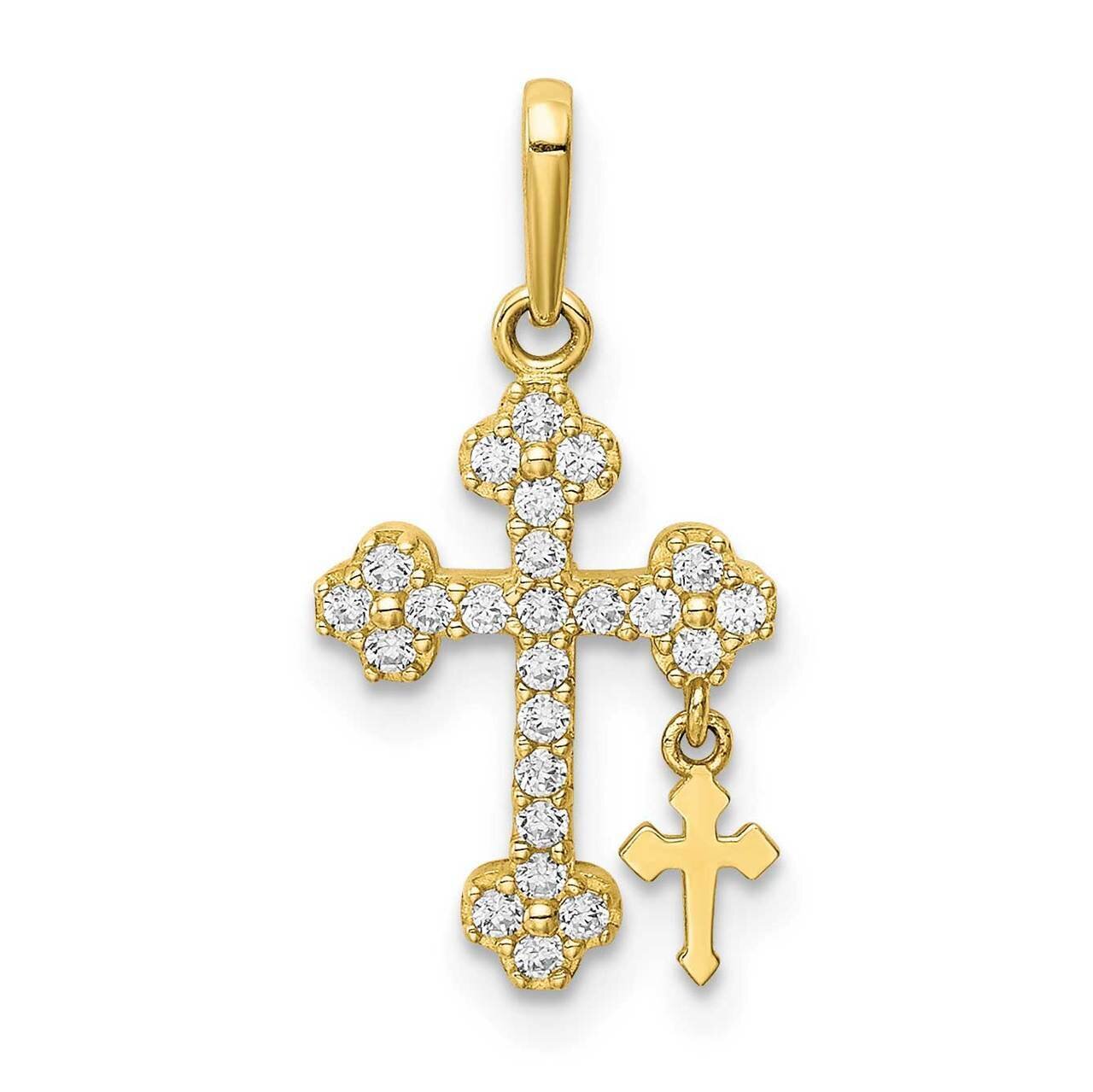 Budded Cross with Cross Dangle Pendant 10k Gold CZ Diamond 10YC402, MPN: 10YC402, 883957781068