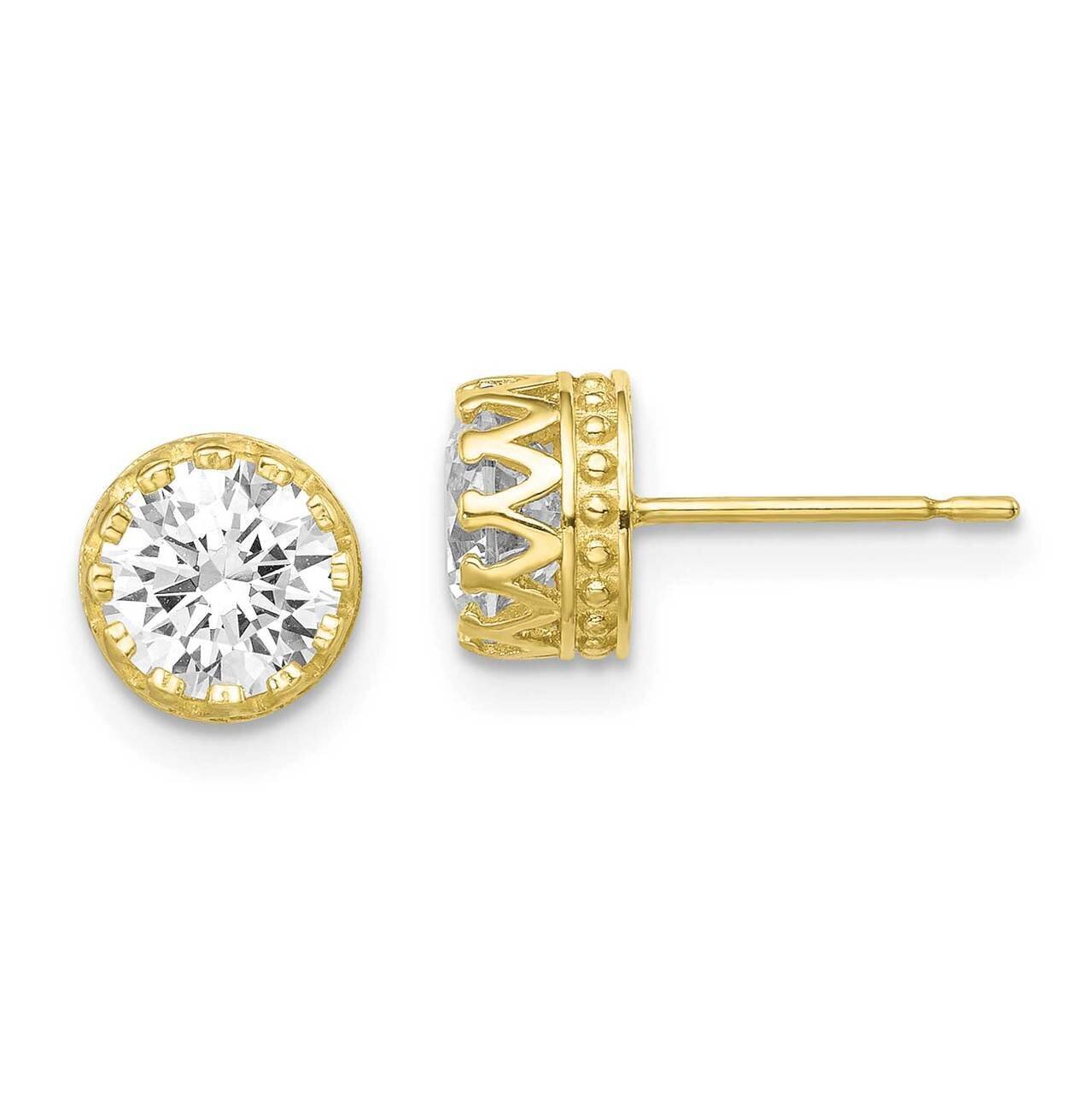 7mm Polished CZ Diamond Earrings 10k Gold 10YC404, MPN: 10YC404, 883957605760