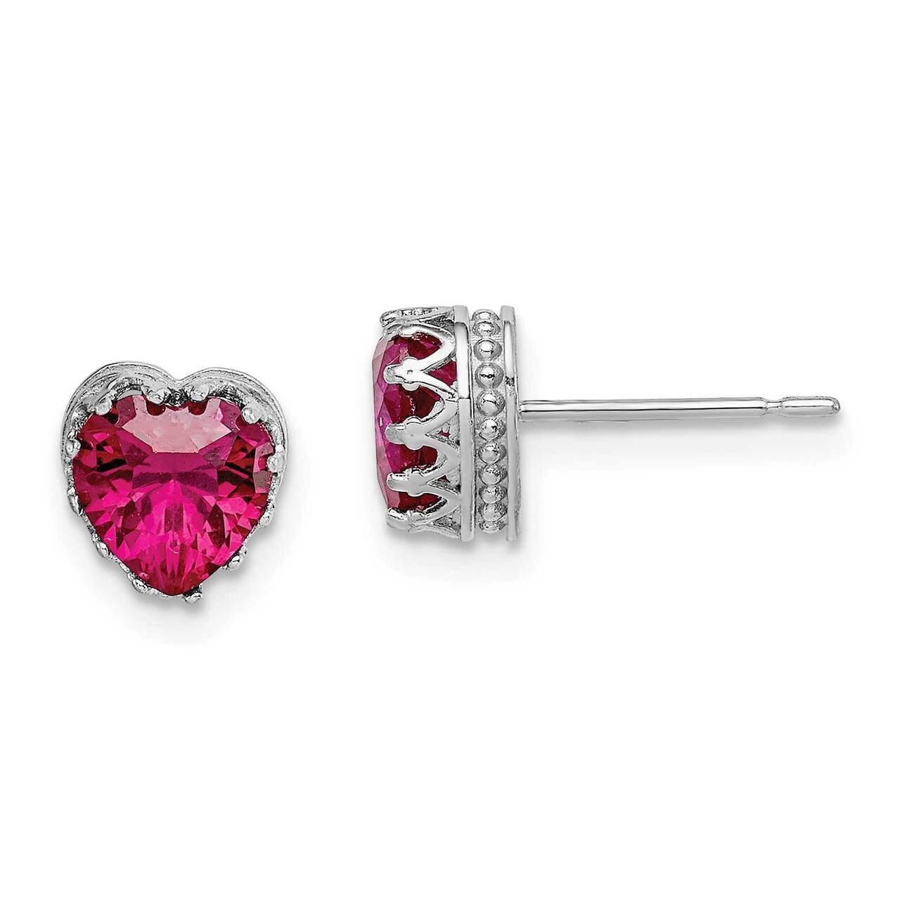 White Gold 6mm Polished Heart Created Ruby Earrings 10k Gold 10YC406WCR, MPN: 10YC406WCR, 883957733…