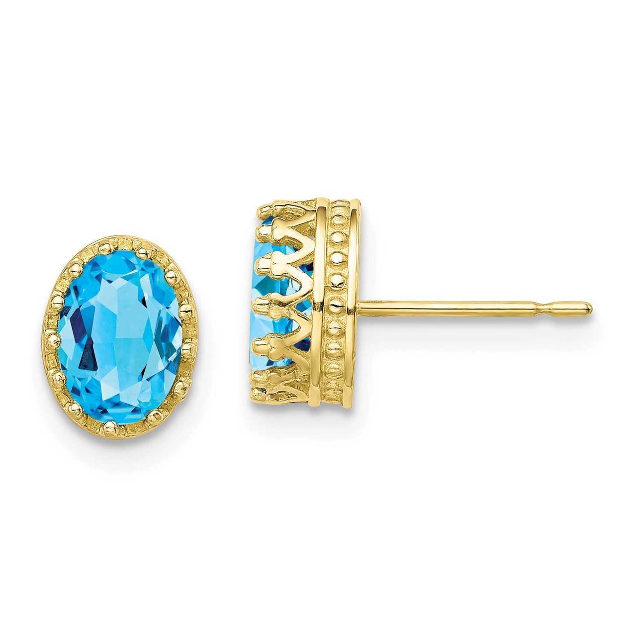 8.5mm Polished Oval Sky Blue Topaz Earrings 10k Gold 10YC408BT, MPN: 10YC408BT, 883957733562