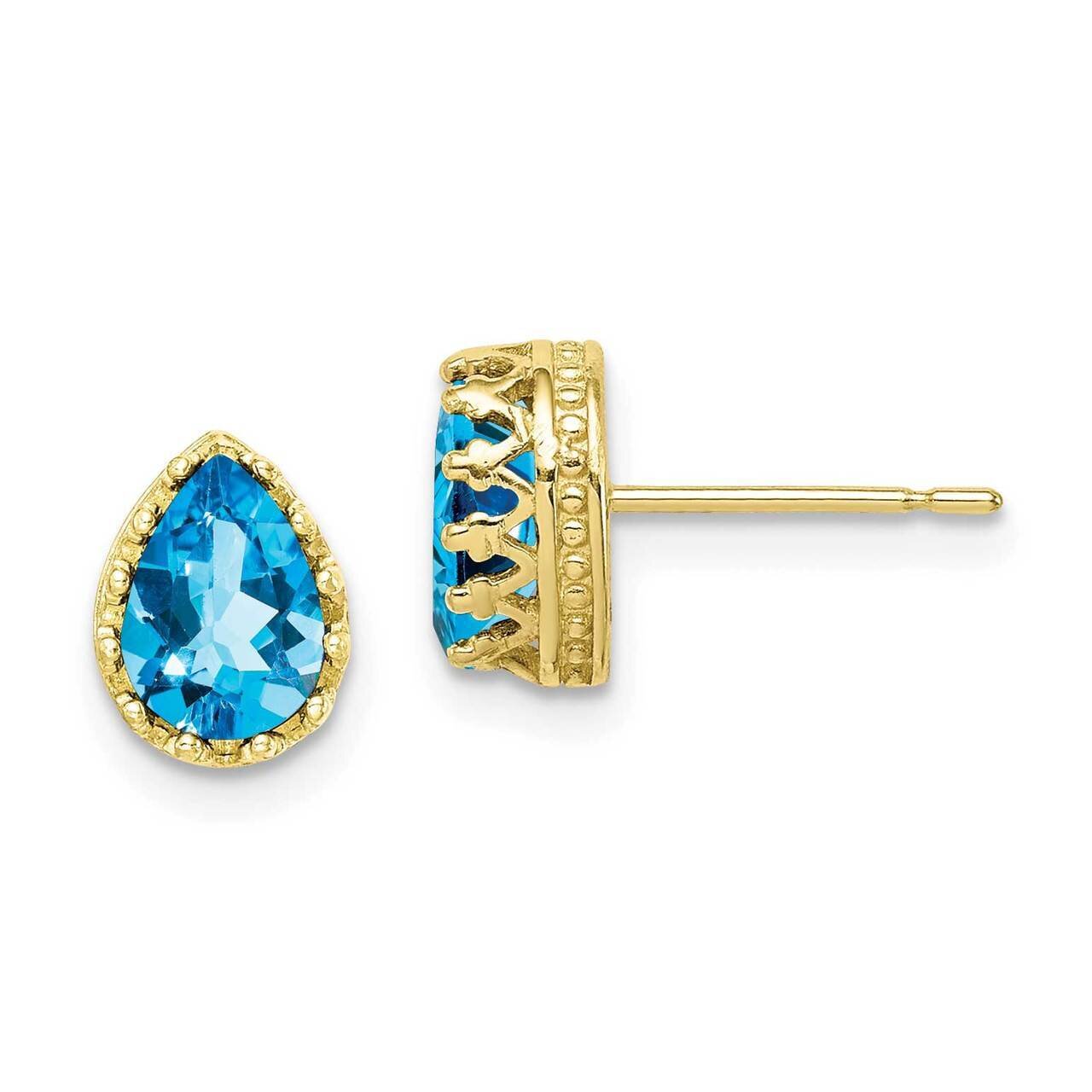 8mm Polished Pear Sky Blue Topaz Earrings 10k Gold 10YC410BT, MPN: 10YC410BT, 883957605791