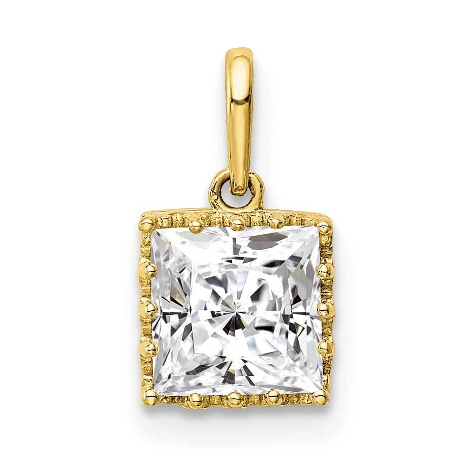 Polished Square CZ Diamond Pendant 10k Gold 10YC412