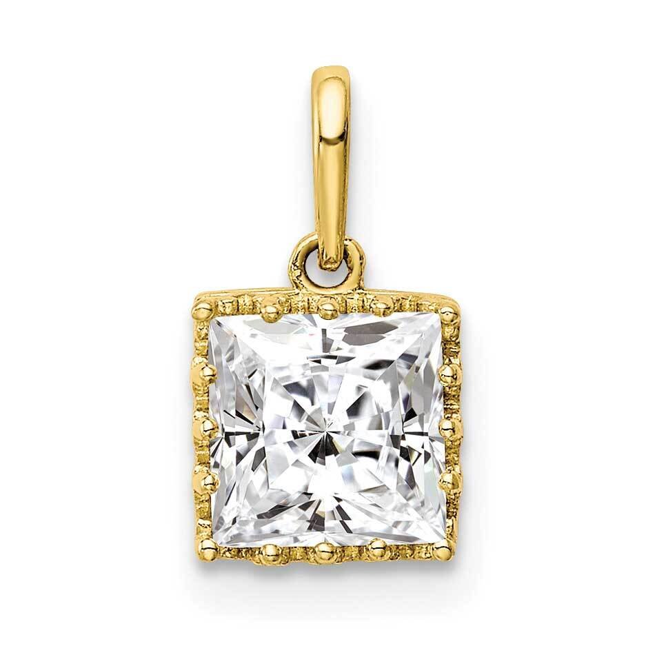 Polished Square CZ Diamond Pendant 10k Gold 10YC412, MPN: 10YC412, 883957831404