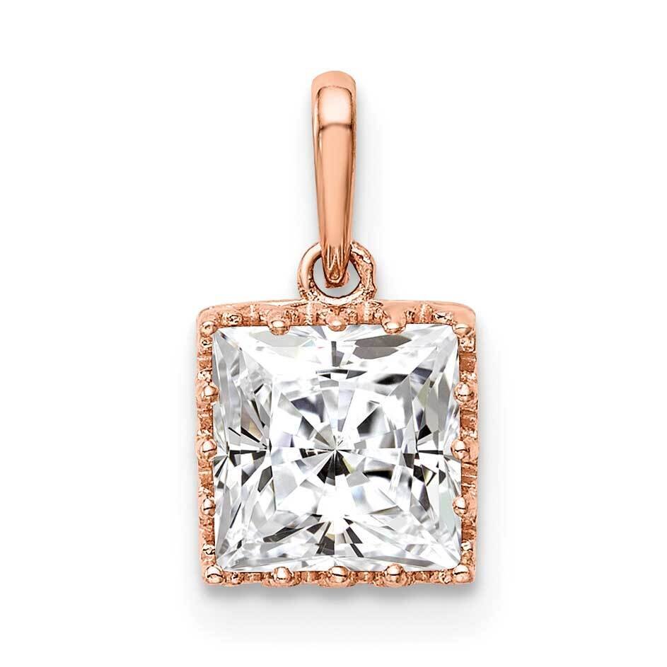 Rose Gold Polished Square CZ Diamond Pendant 10k Gold 10YC412R, MPN: 10YC412R, 883957846989