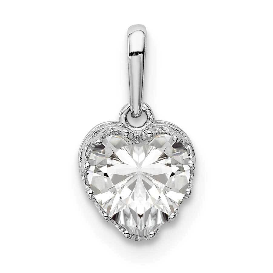 White Gold Polished Heart CZ Diamond Pendant 10k Gold 10YC413W, MPN: 10YC413W, 883957874173