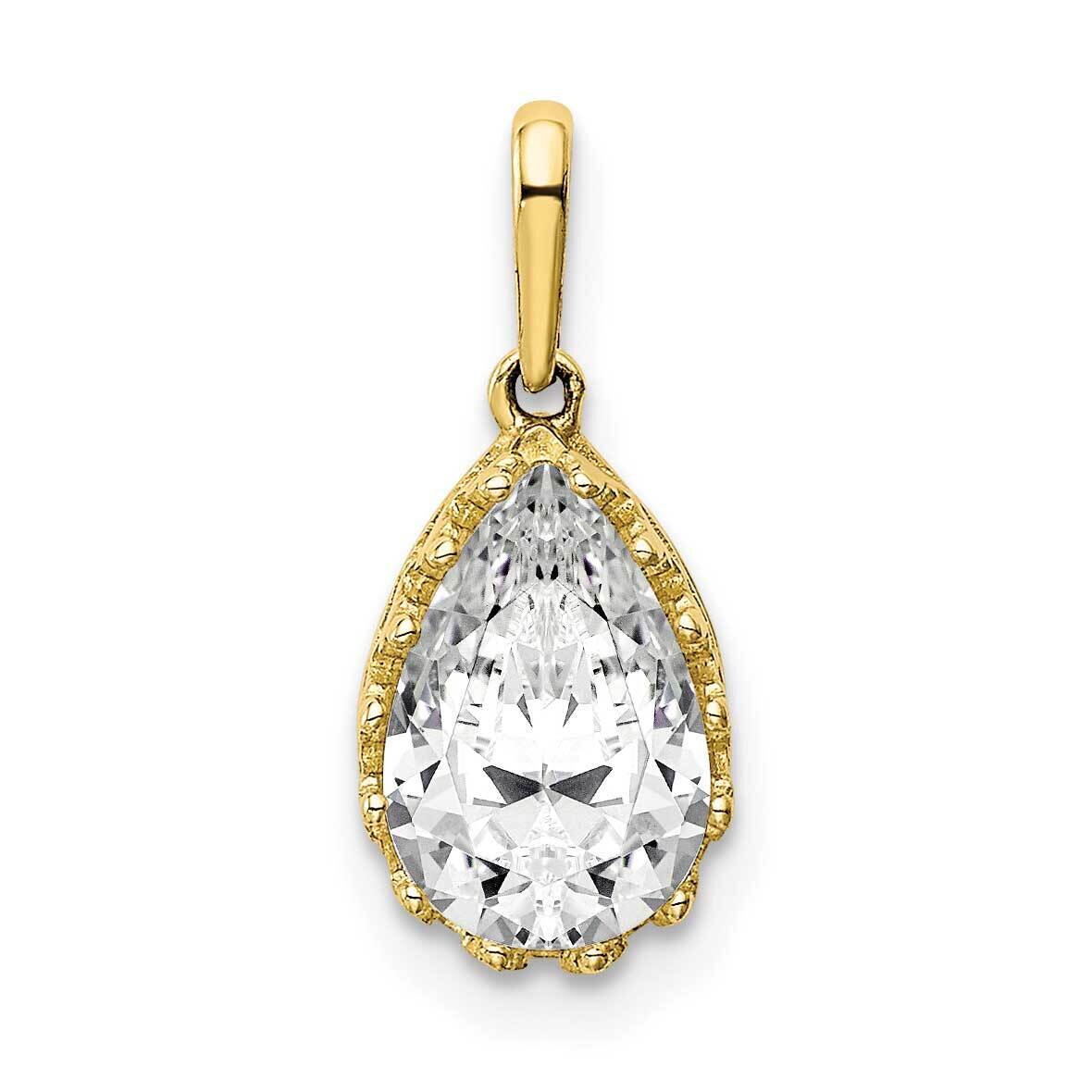 Polished Pear CZ Diamond Pendant 10k Gold 10YC416, MPN: 10YC416, 883957733609