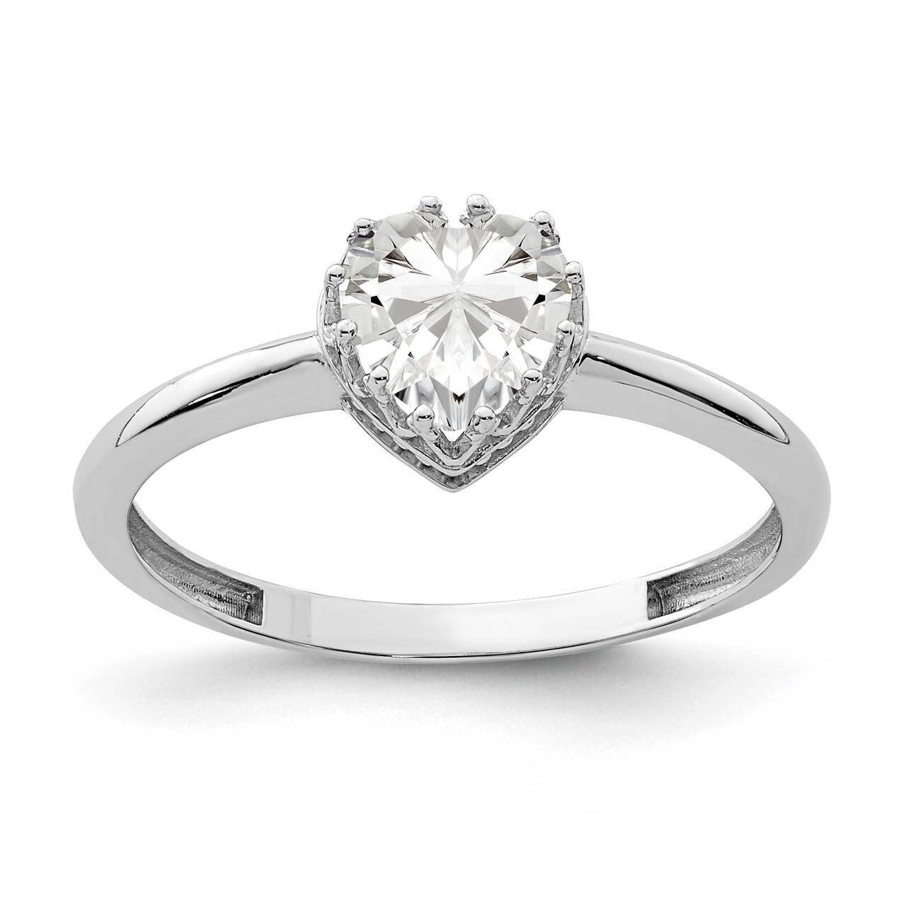 White Gold Polished Heart CZ Diamond Ring 10k Gold 10YC419W, MPN: 10YC419W, 883957222905