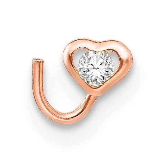 Heart Nose Post 14k Rose Gold CZ Diamond BD148