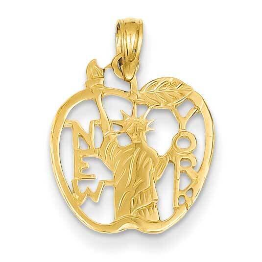 Cut-out New York with Statue of Liberty in Apple Pendant 14k Gold C3072, MPN: C3072, 637218044696