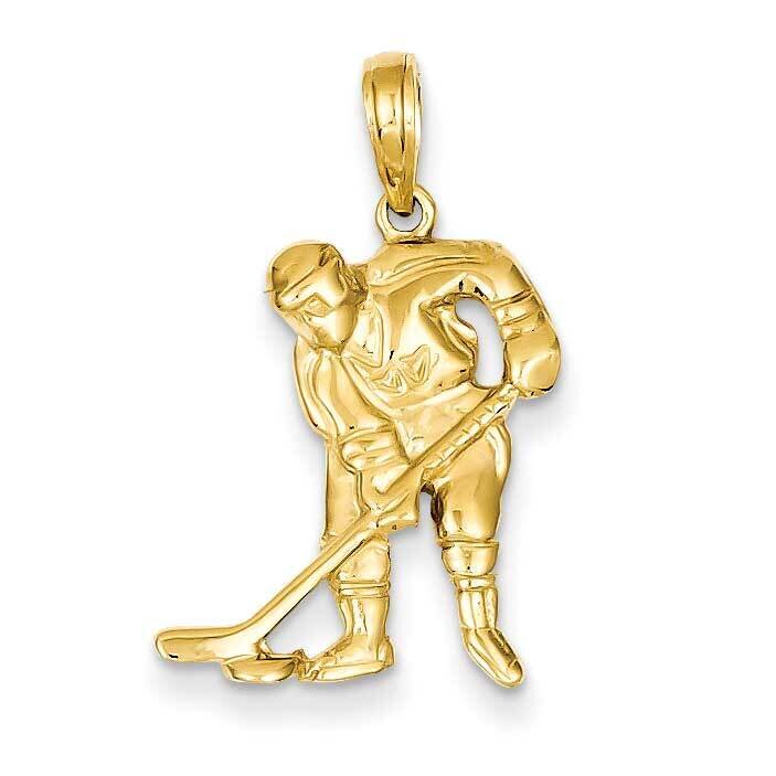 Hockey Player with Stick and Puck Pendant 14k Gold C3754, MPN: C3754, 637218062201