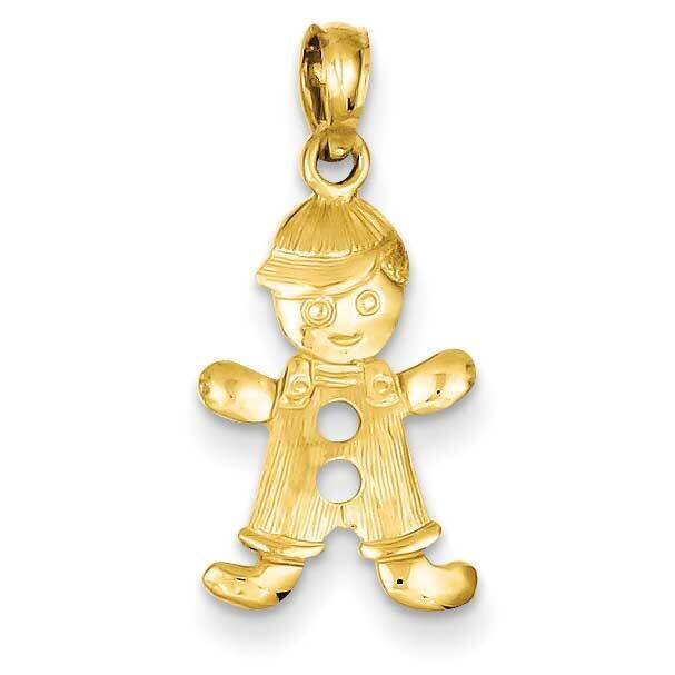 Playful Boy with Cut Out Buttons Pendant 14k Gold C4017