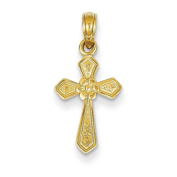 Small Cross with Flower Pendant 14k Gold C4470, MPN: C4470, 637218015924