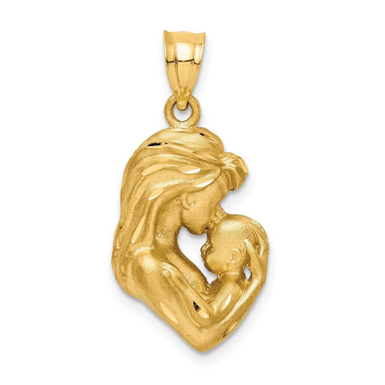 14K Brushed &amp; Diamond-cut Mom/Baby Pendant 14k Gold Brushed &amp; Polished Diamond-cut C4540, MPN: C454…