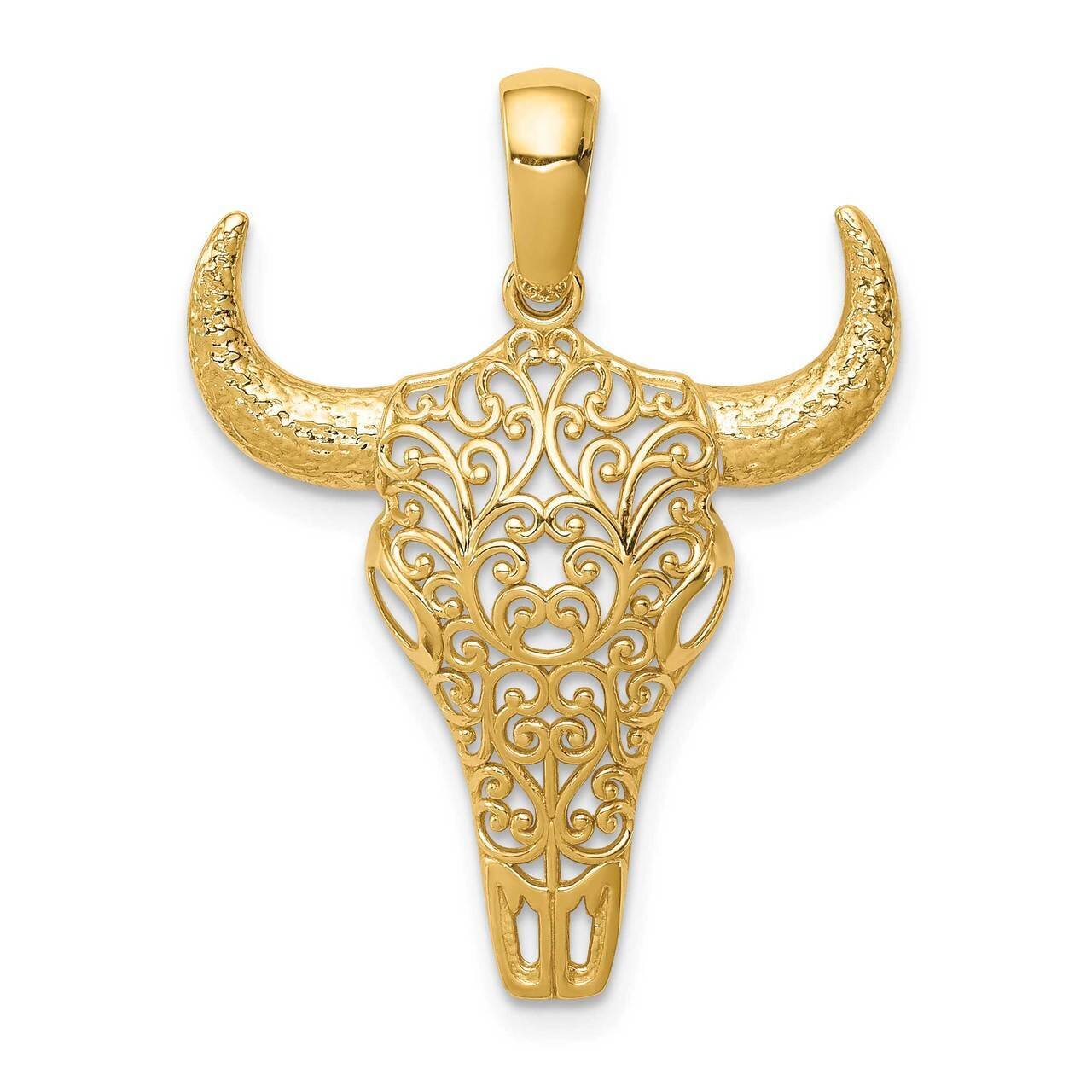 Filigree Steer Skull Pendant 14k Gold C4544, MPN: C4544, 883957924915