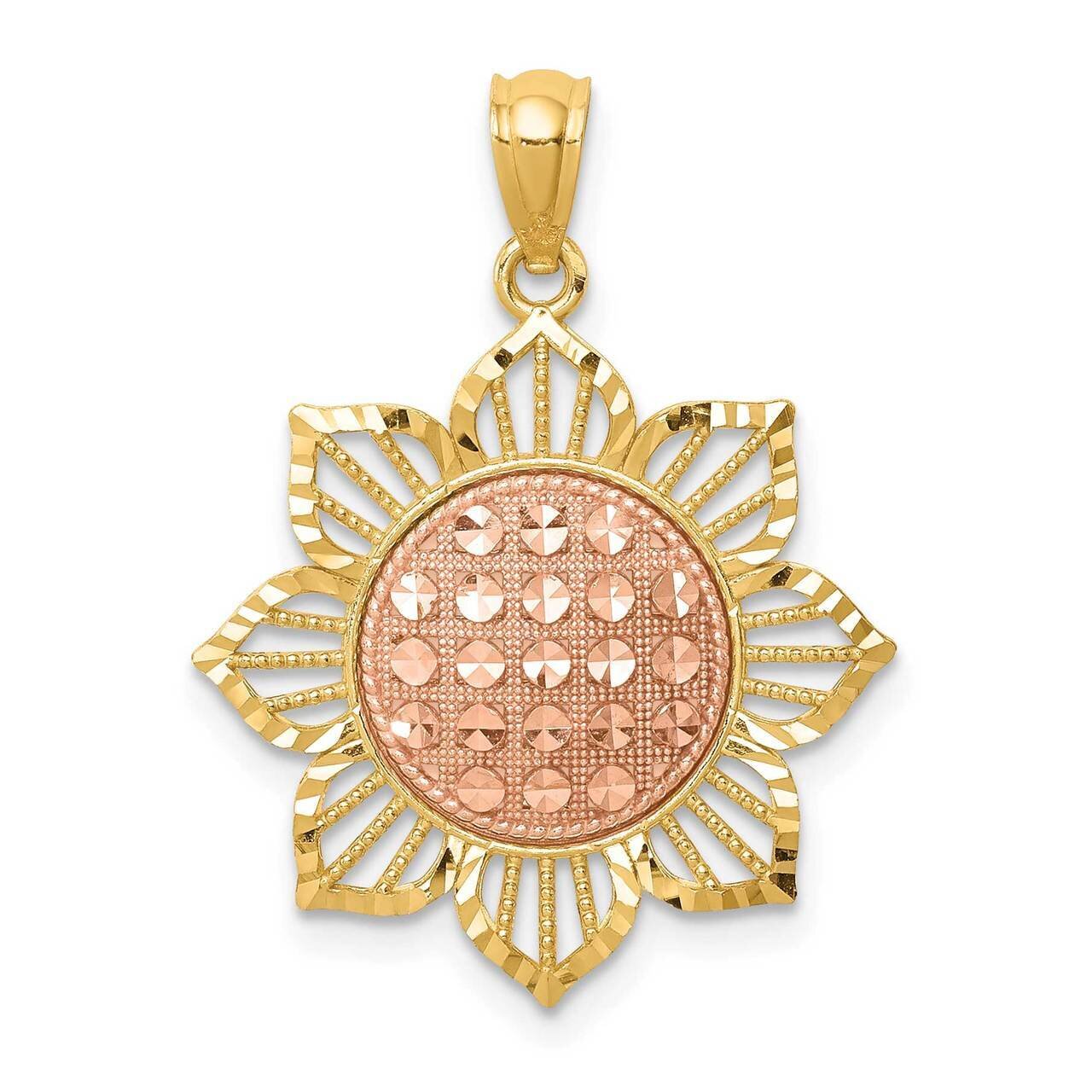 Sunflower Pendant 14k Two-Tone Gold Diamond-cut C4569, MPN: C4569, 883957605173