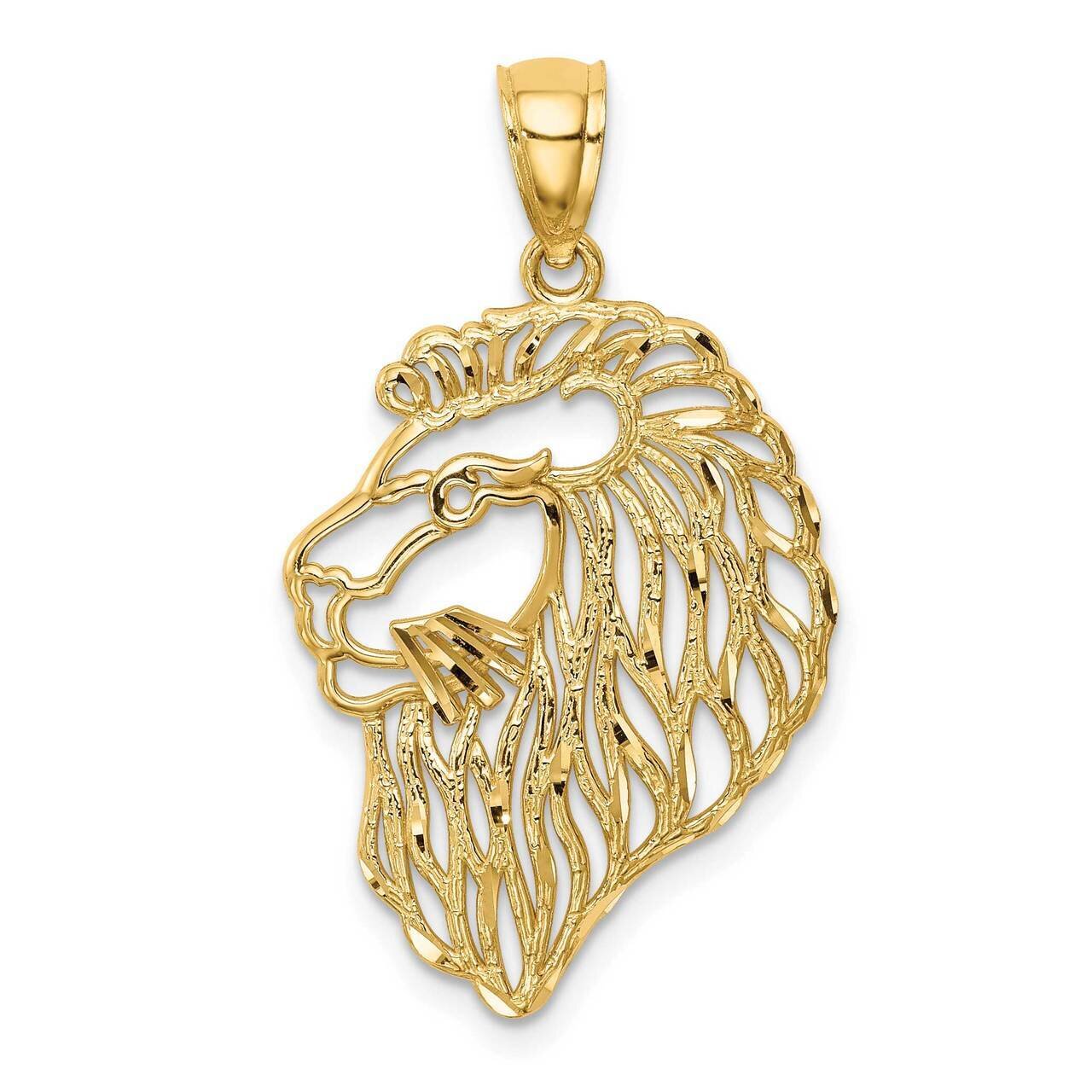 Lion Profile Pendant 14k Gold Diamond-cut C4581
