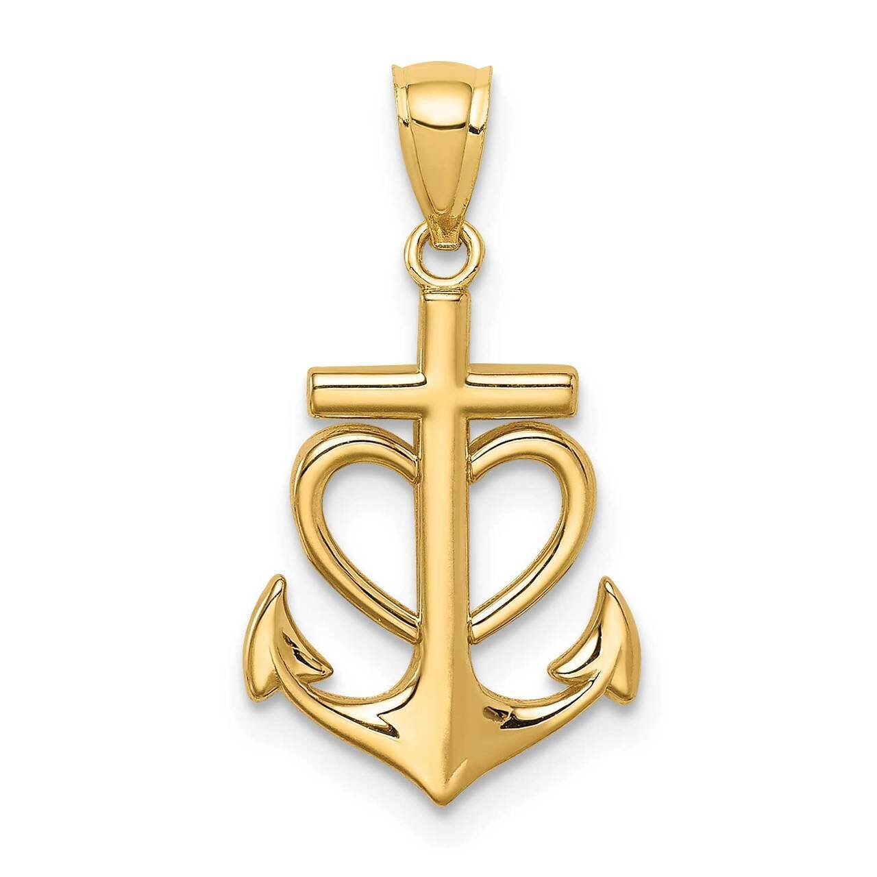 Anchor with Heart Pendant 14k Gold C4648