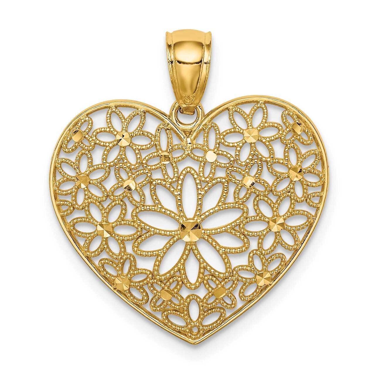 Heart Pendant 14k Gold Diamond-cut C4663