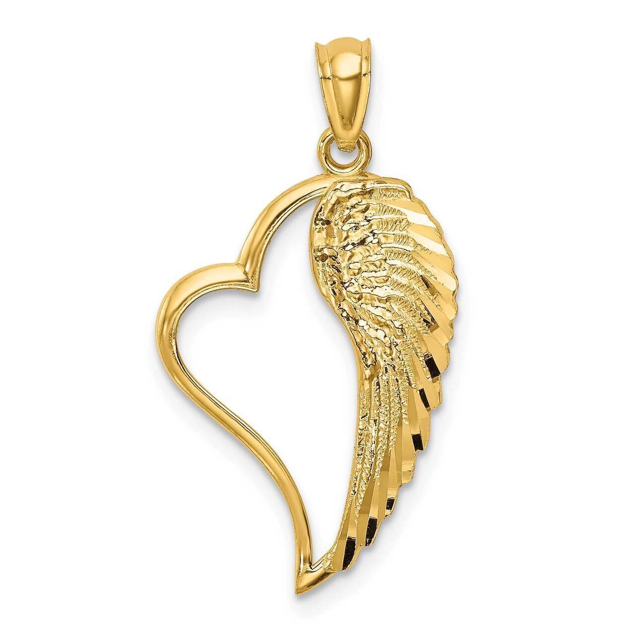 Angel Wing in Heart Pendant 14k Gold Diamond-cut C4668, MPN: C4668, 883957845968