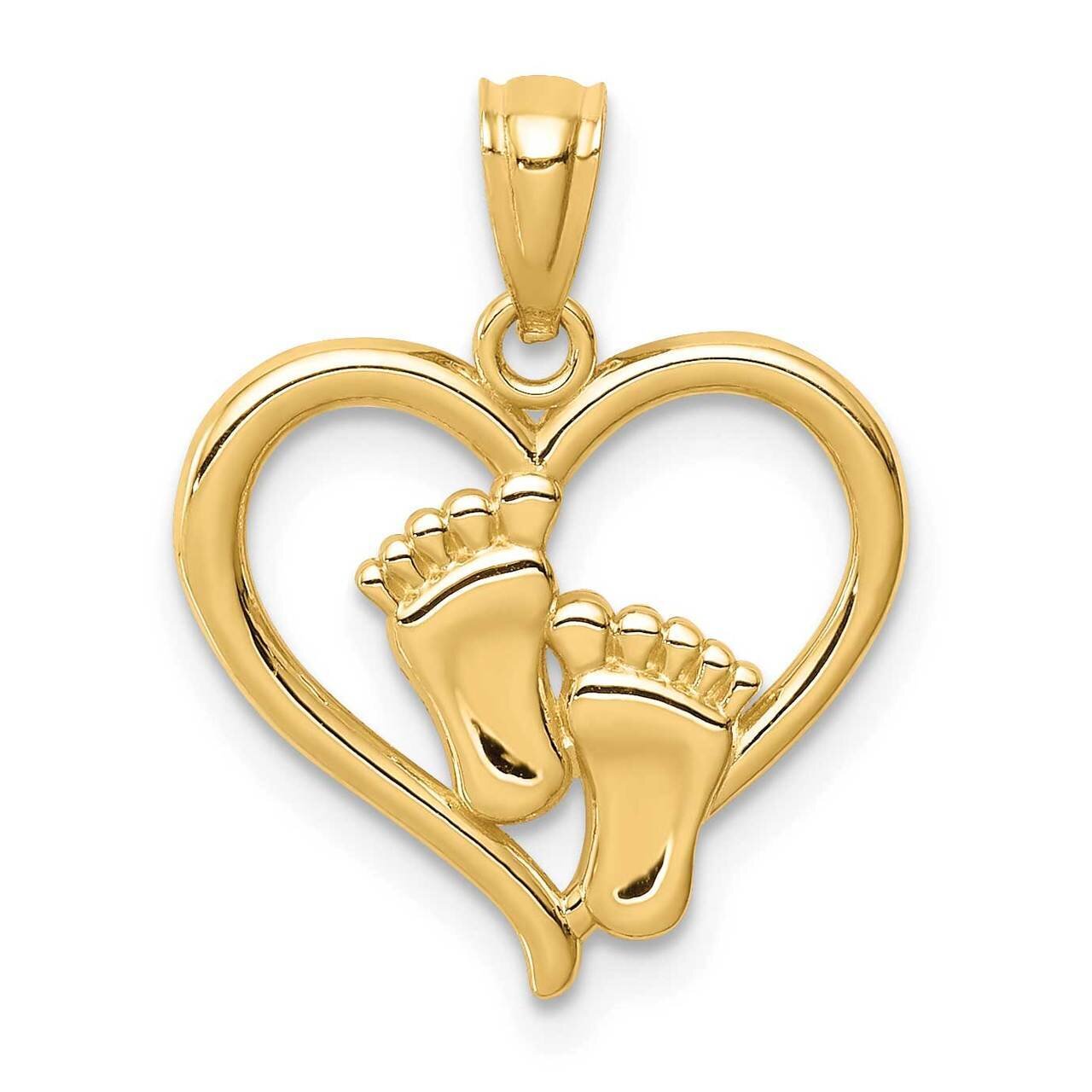 Baby Feet in a Heart Pendant 14k Gold C4671