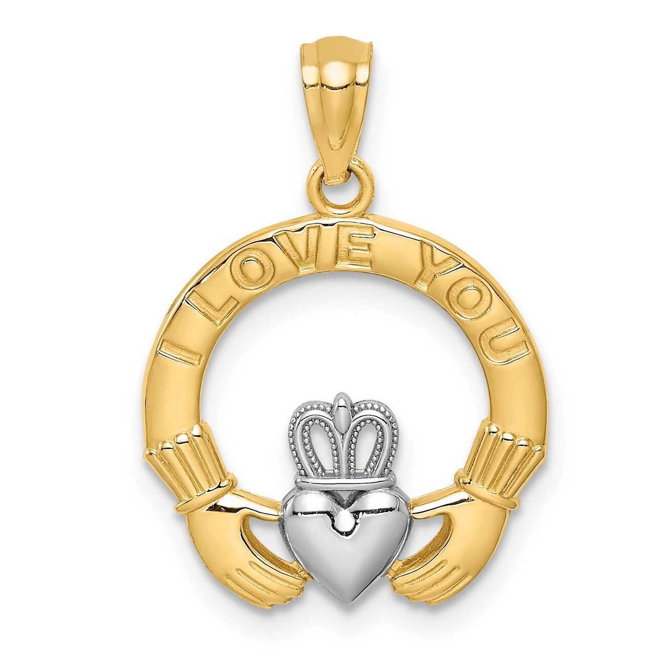 I Love You Claddaugh Pendant 14k White Gold Rhodium C4672, MPN: C4672, 883957733180