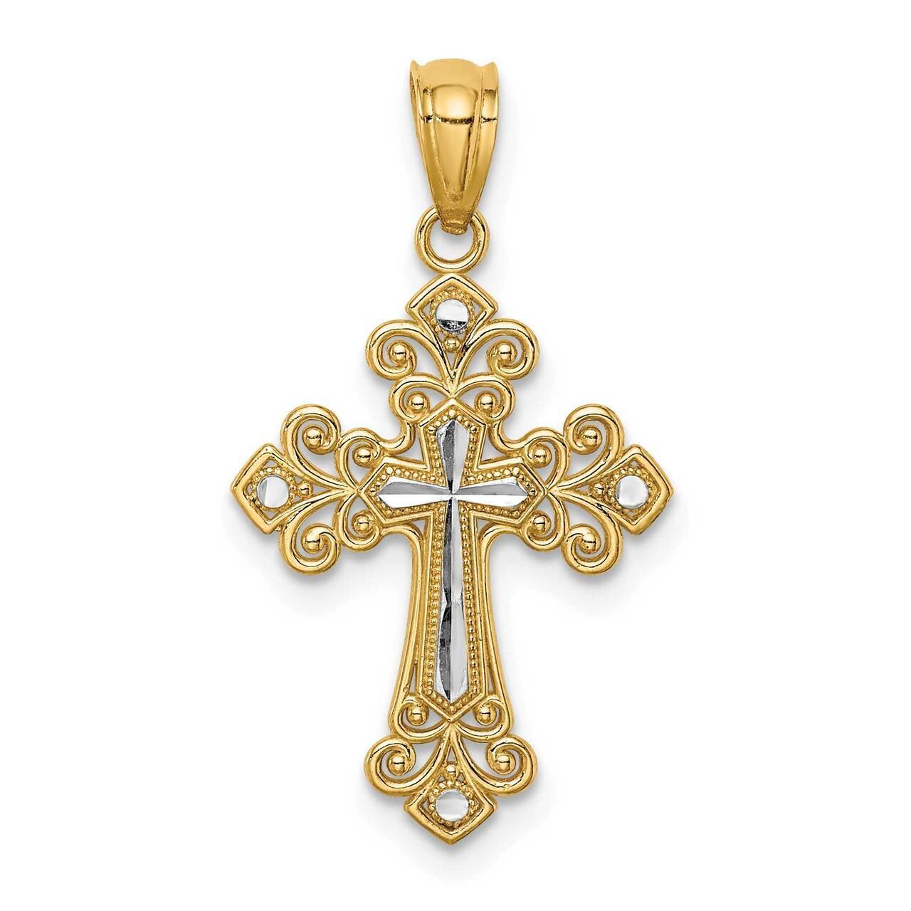 Diamond-cut Cross Pendant 14k White Gold Rhodium C4695, MPN: C4695, 883957222592