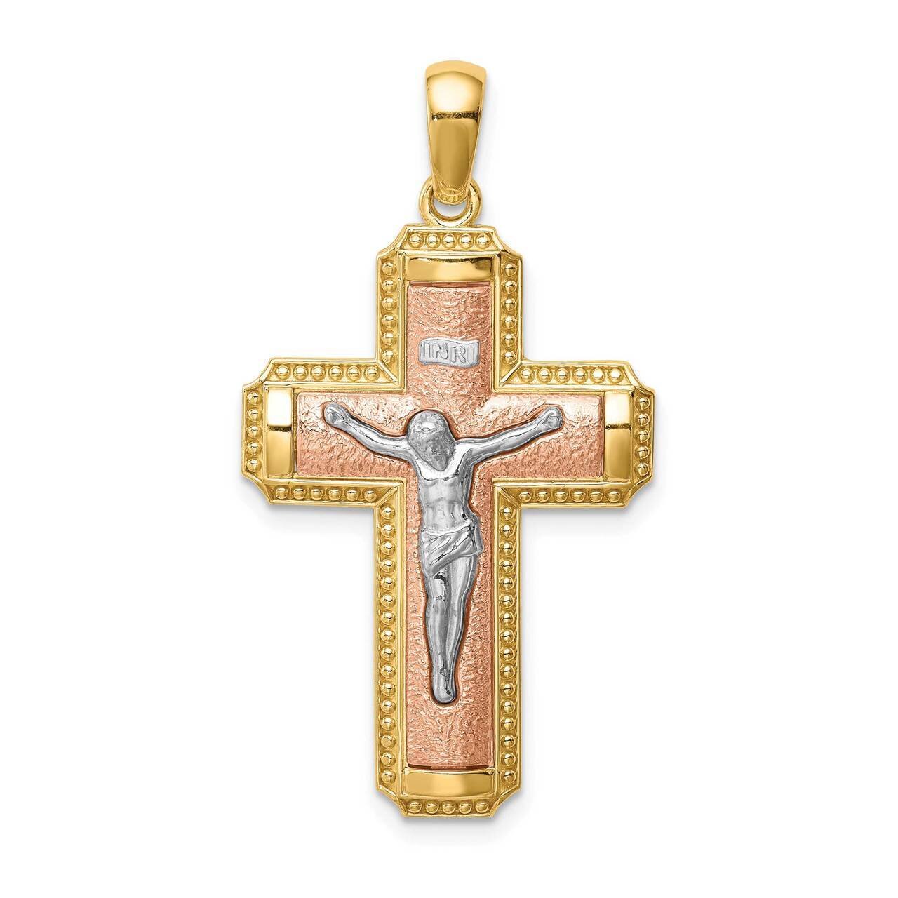 White Rhodium INRI Crucifix Pendant 14k Two-tone Gold C4703, MPN: C4703, 883957605302