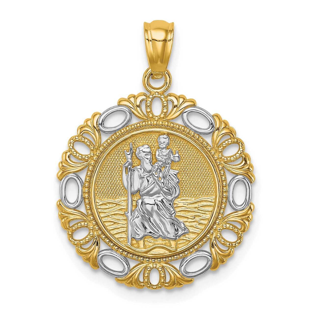 St. Christopher Medal 14k White Gold Rhodium C4714