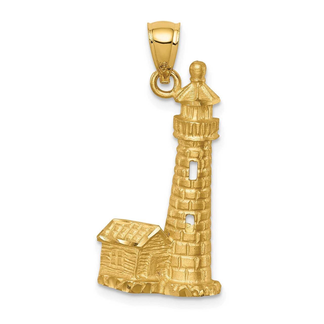 Diamond-cut Lighthouse Pendant 14k Gold Brushed C4726, MPN: C4726, 883957606385