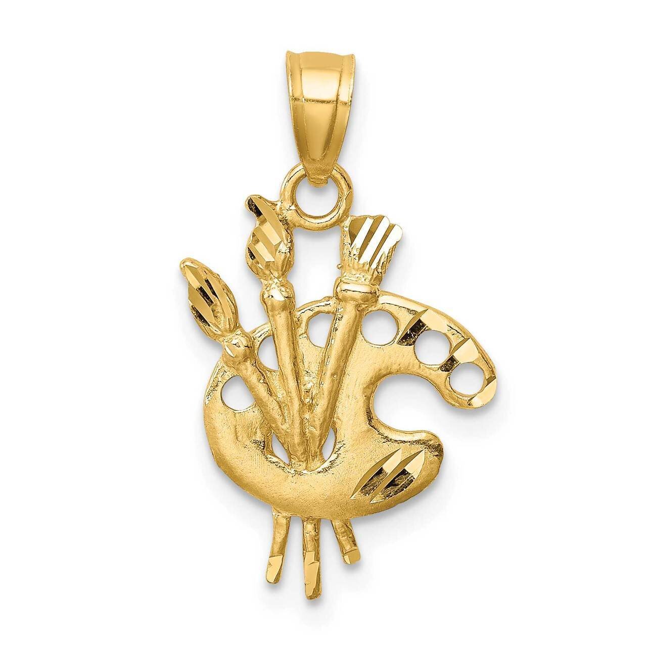 Paint Palette Pendant 14k Gold Diamond-cut C4757, MPN: C4757,