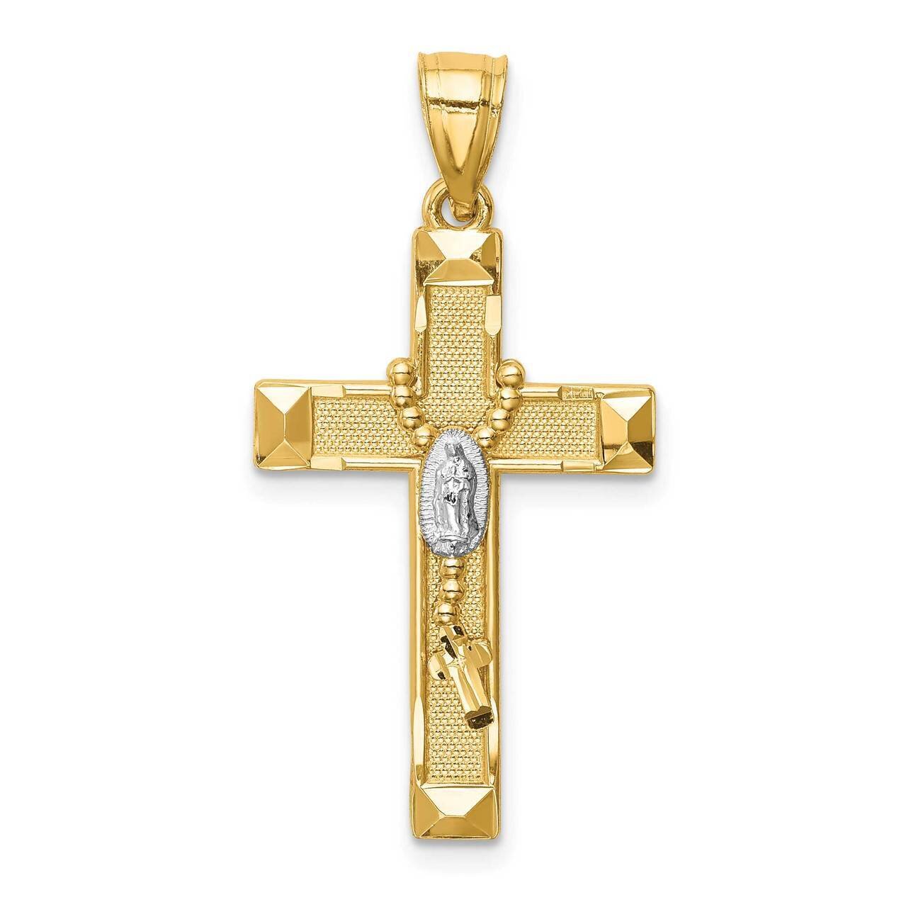 Cross with Rosary Pendant 14k Gold Rhodium C4770