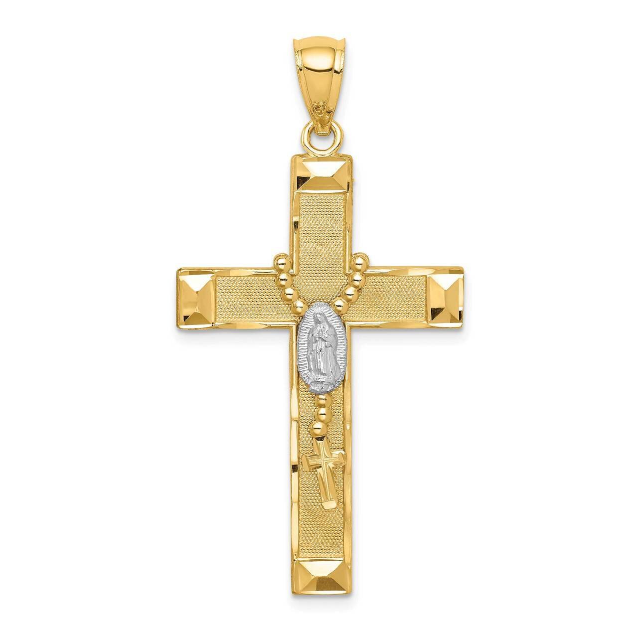 Cross with Rosary Pendant 14k Gold Rhodium C4771