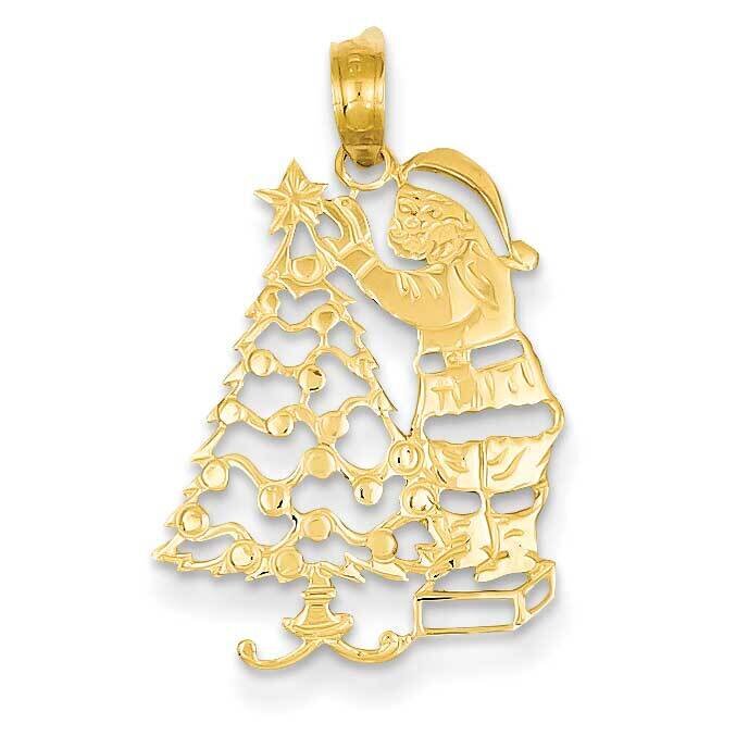 Christmas Tree &amp; Santa Pendant 14k Gold Polished  D1119, MPN: D1119, 637218033782
